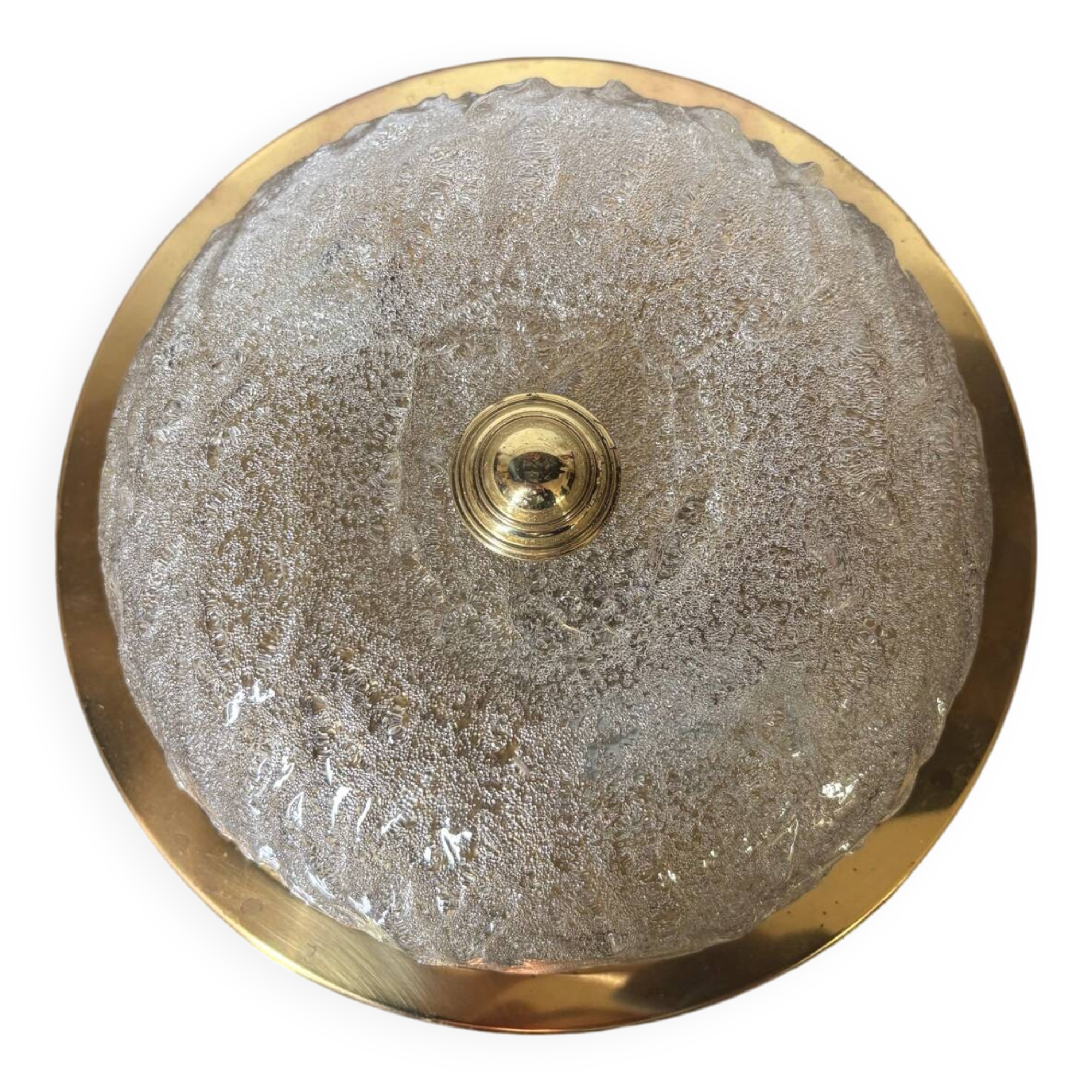 Frosted glass and brass ceiling light, 1970s