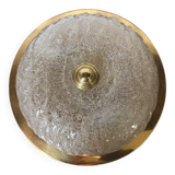 Ceiling light in frosted glass and brass, 1970s