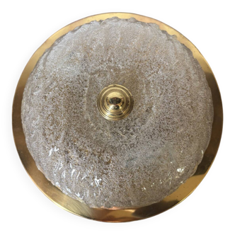 Ceiling light in frosted glass and brass, 1970s