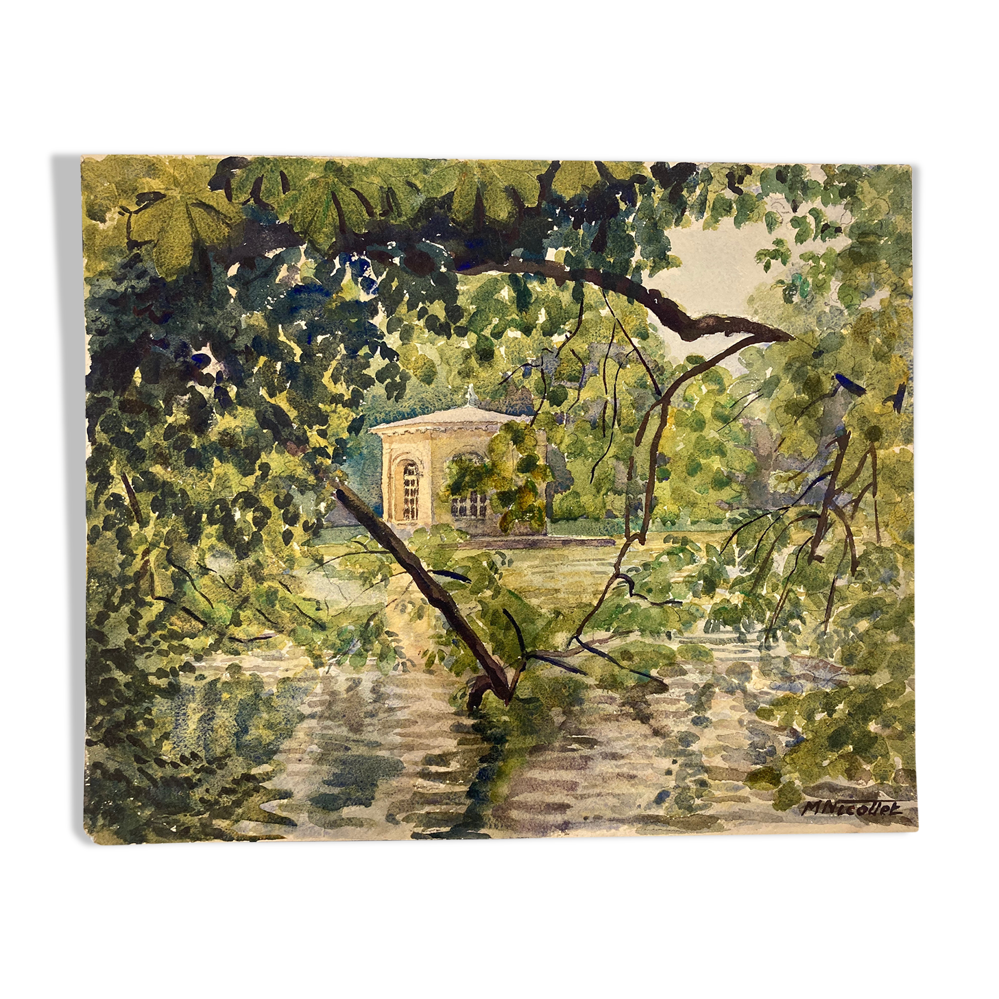 Vintage landscape watercolor