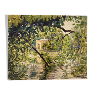 Aquarelle paysage vintage