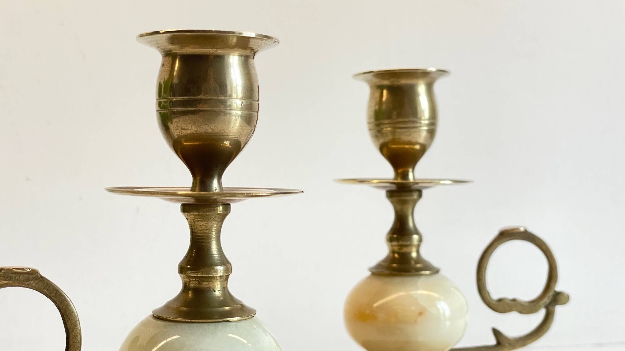 BOUGEOIRS Vintage Onyx Marble and Brass