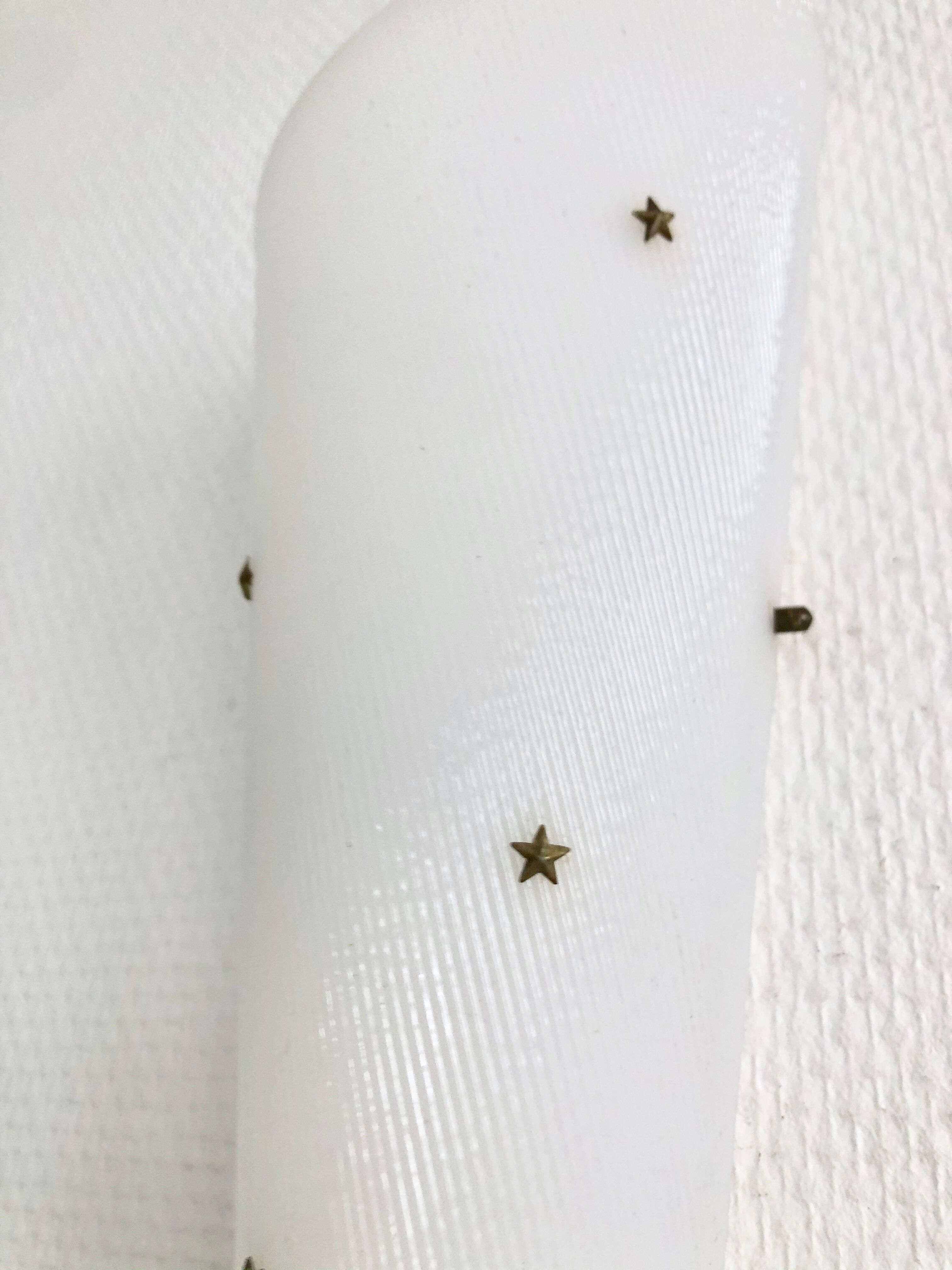 Pair of sconces MD 1950 Perspex white brass stars