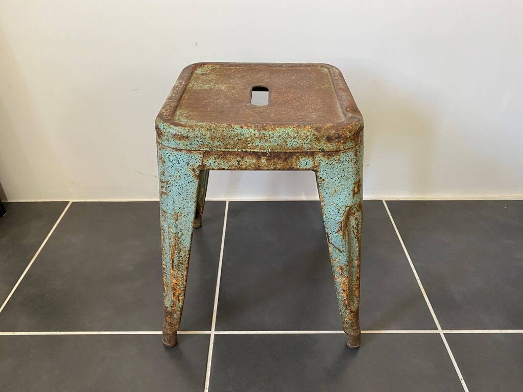 Authentic vintage industrial tolix metal stool by Xavier Pauchard 1950 n1