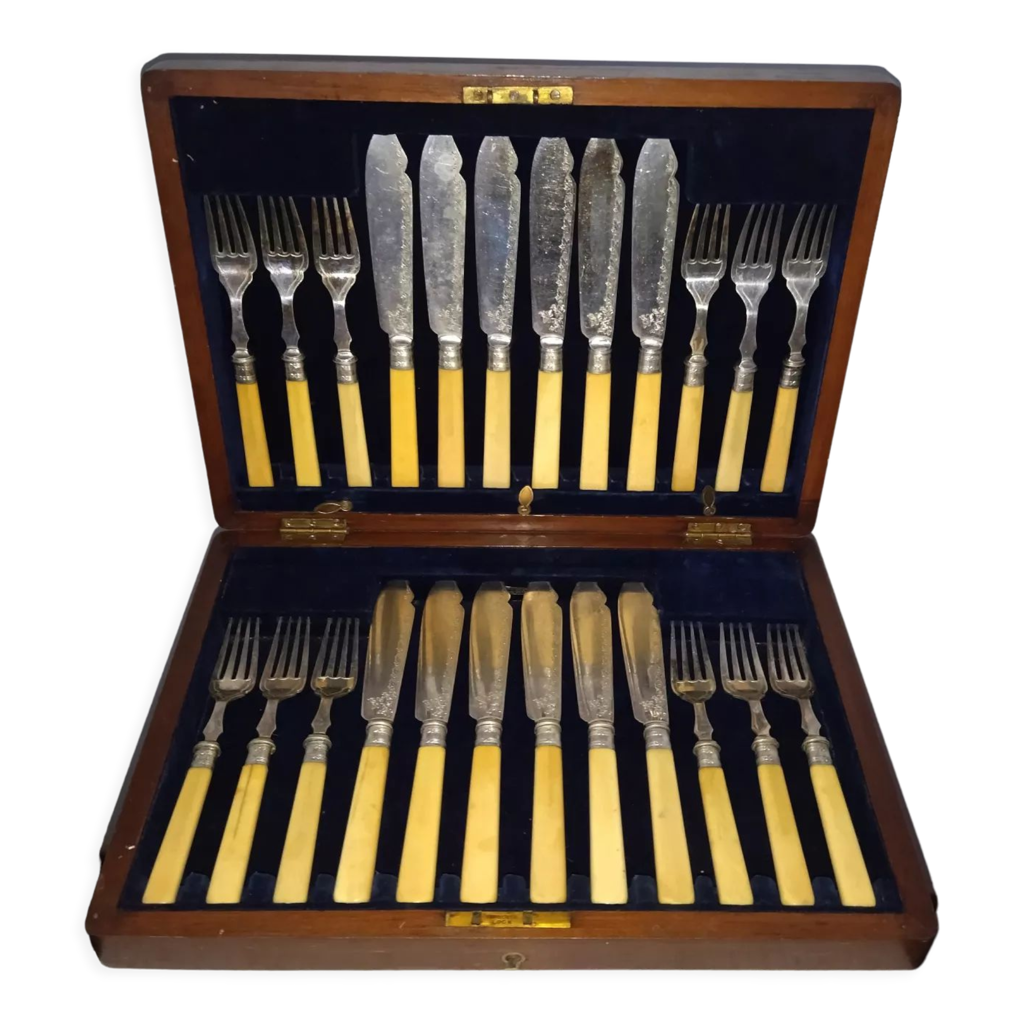 Box 24 cutlery with silver metal fish