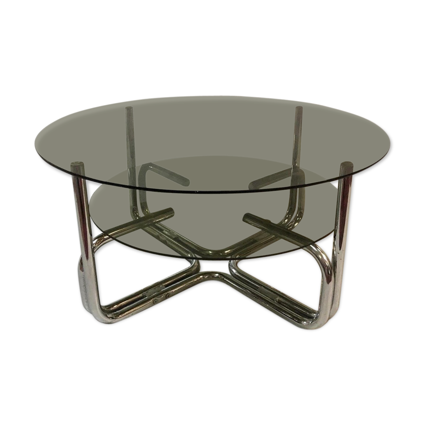 1970 chrome and glass table