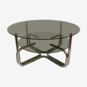 1970 chrome and glass table