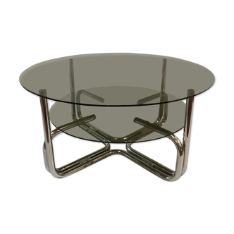 Table 1970 chrome et verre