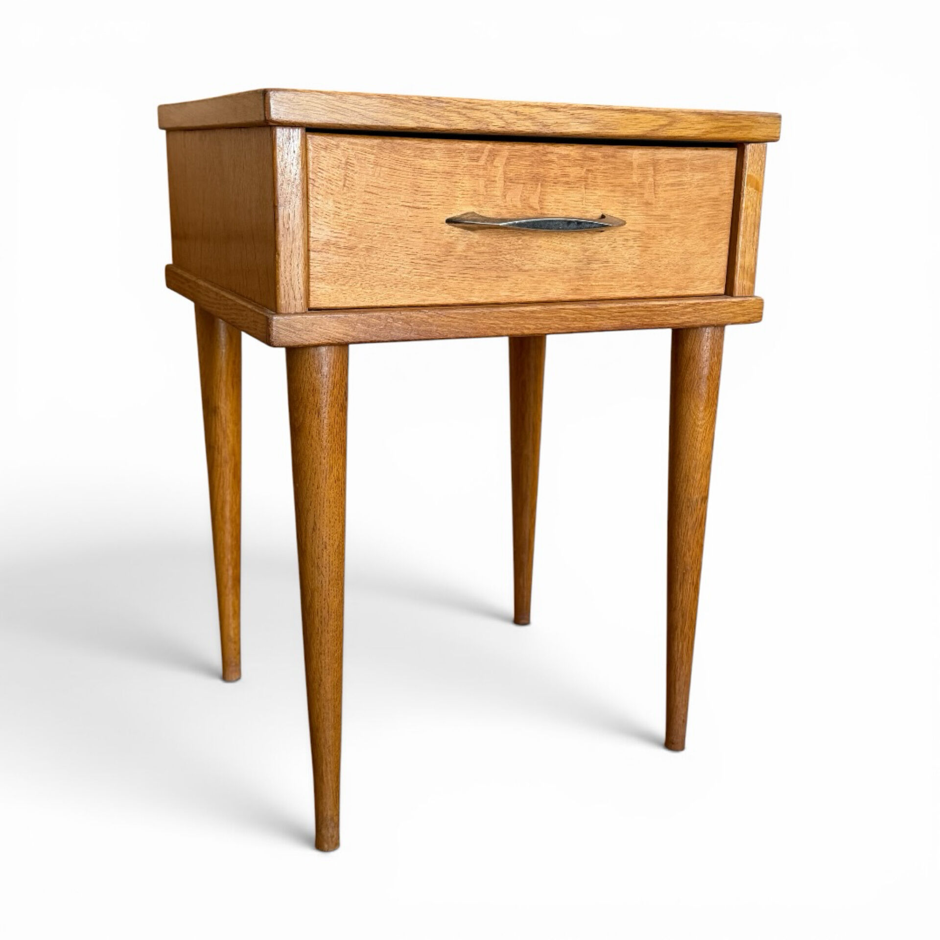 Vintage bedside table, solid oak, 1950s.