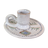 Green ceramic cellar rat candle holder