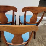 Set of 6 directoire style velvet chairs