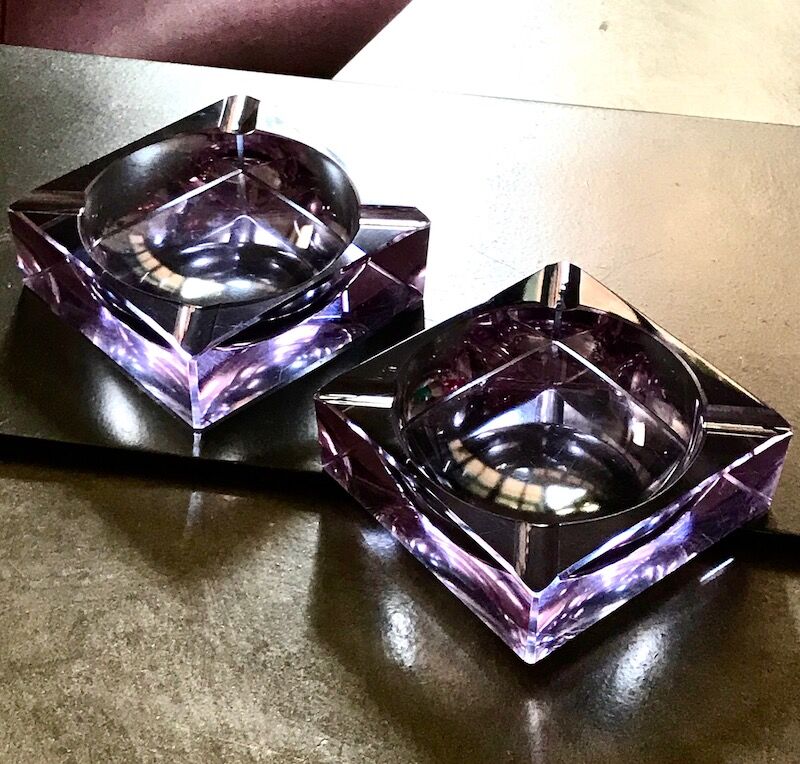 Pair of crystal ashtray