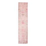 3x12 Soft Pink & Brown Turkish Runner Rug, 86x374CM