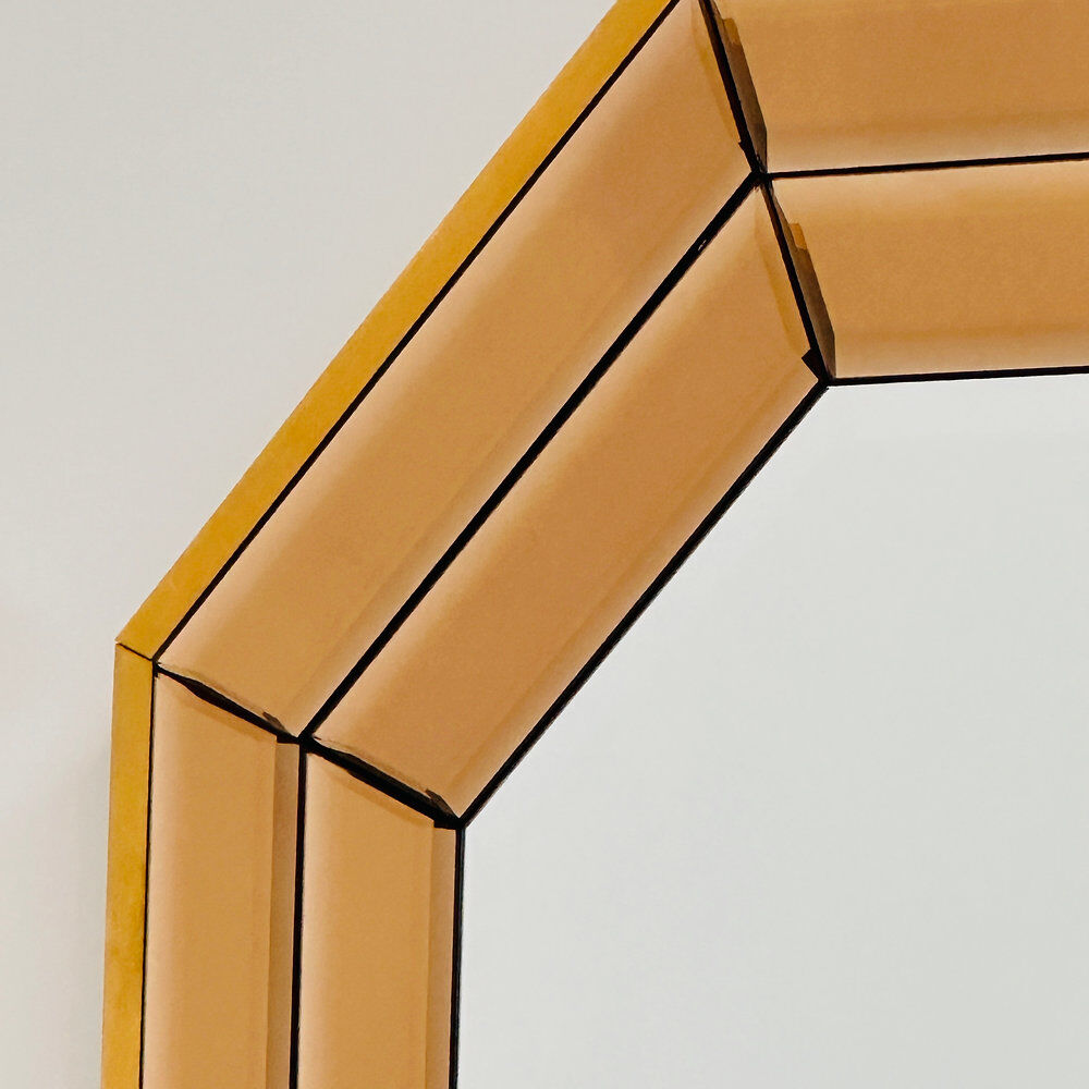 Vintage Schöninger smoked mirror, large octagonal beveled wall mirror