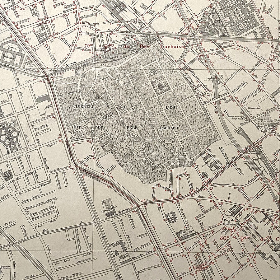Carte ancienne cartonnée de Paris - 20ème Arrondissement