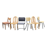 Set of 6 mismatched vintage chairs