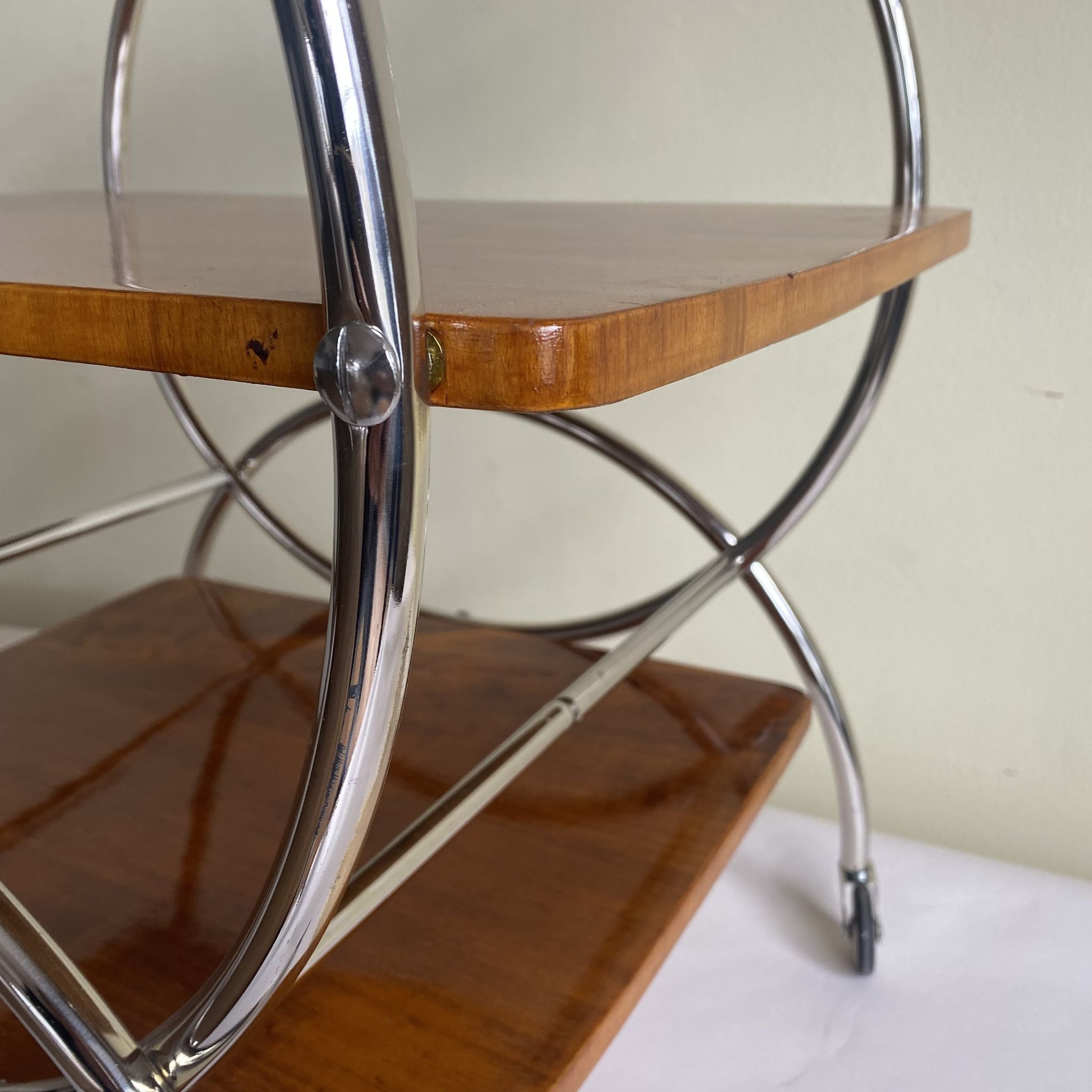Art deco rolling bar cart, hungary 1930s