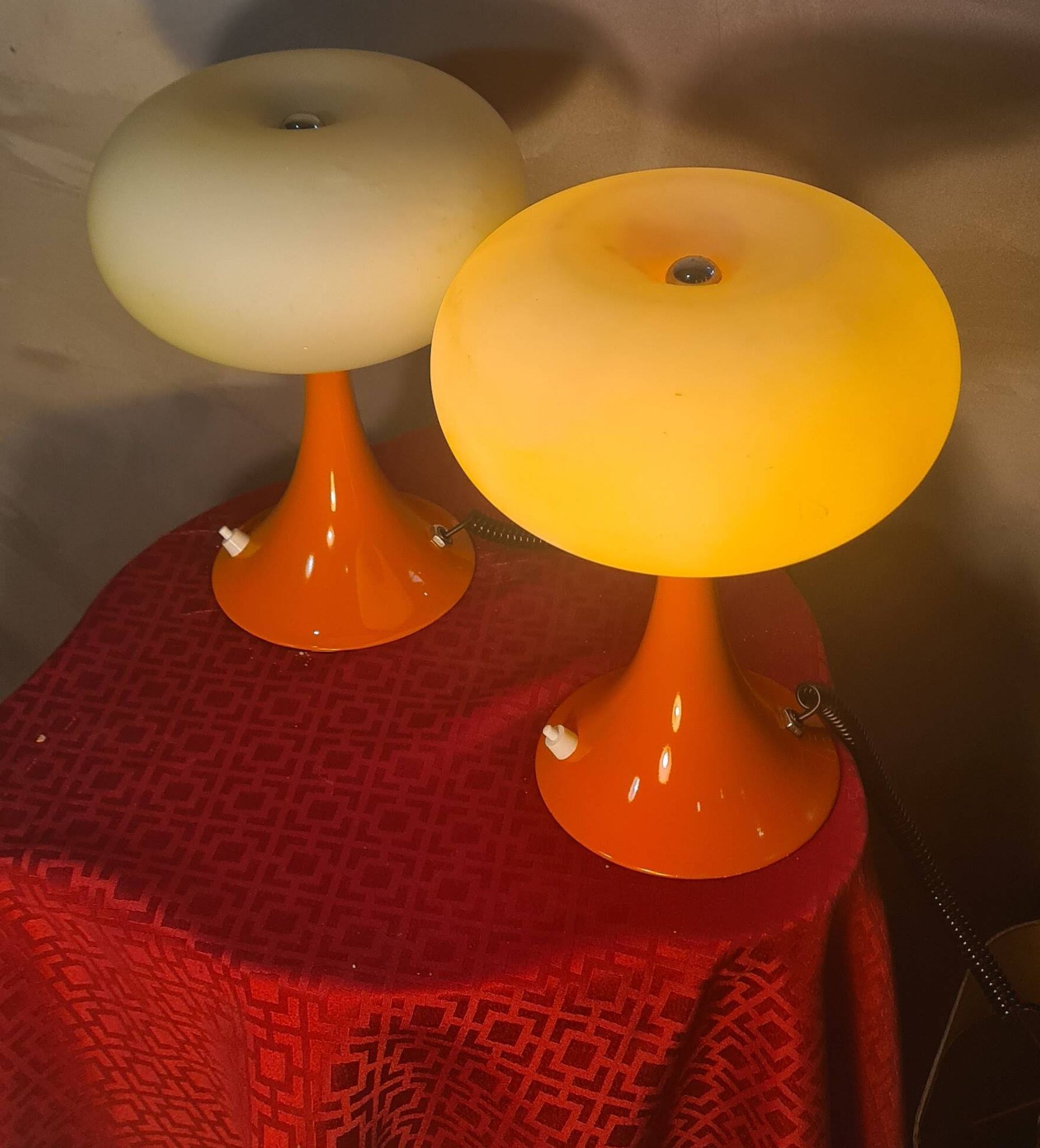 Pair of Prisma Mushroom Table Lamps 1975 to 80, Ufo A Space 30x22