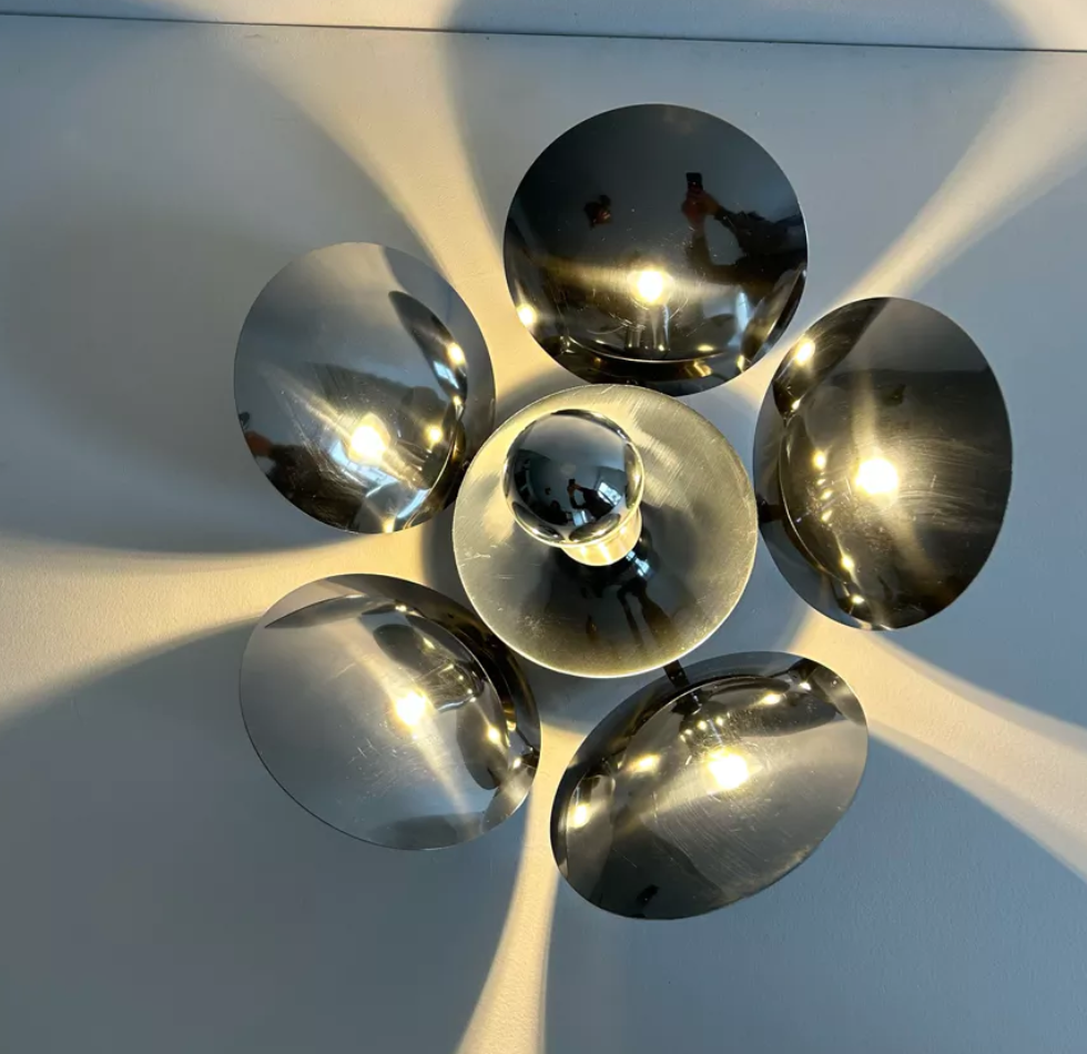 Vintage wall lamp in chromed metal France 1970