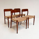 Refurbished set of 4 Model 75 chairs by Niels Møller, 1960s