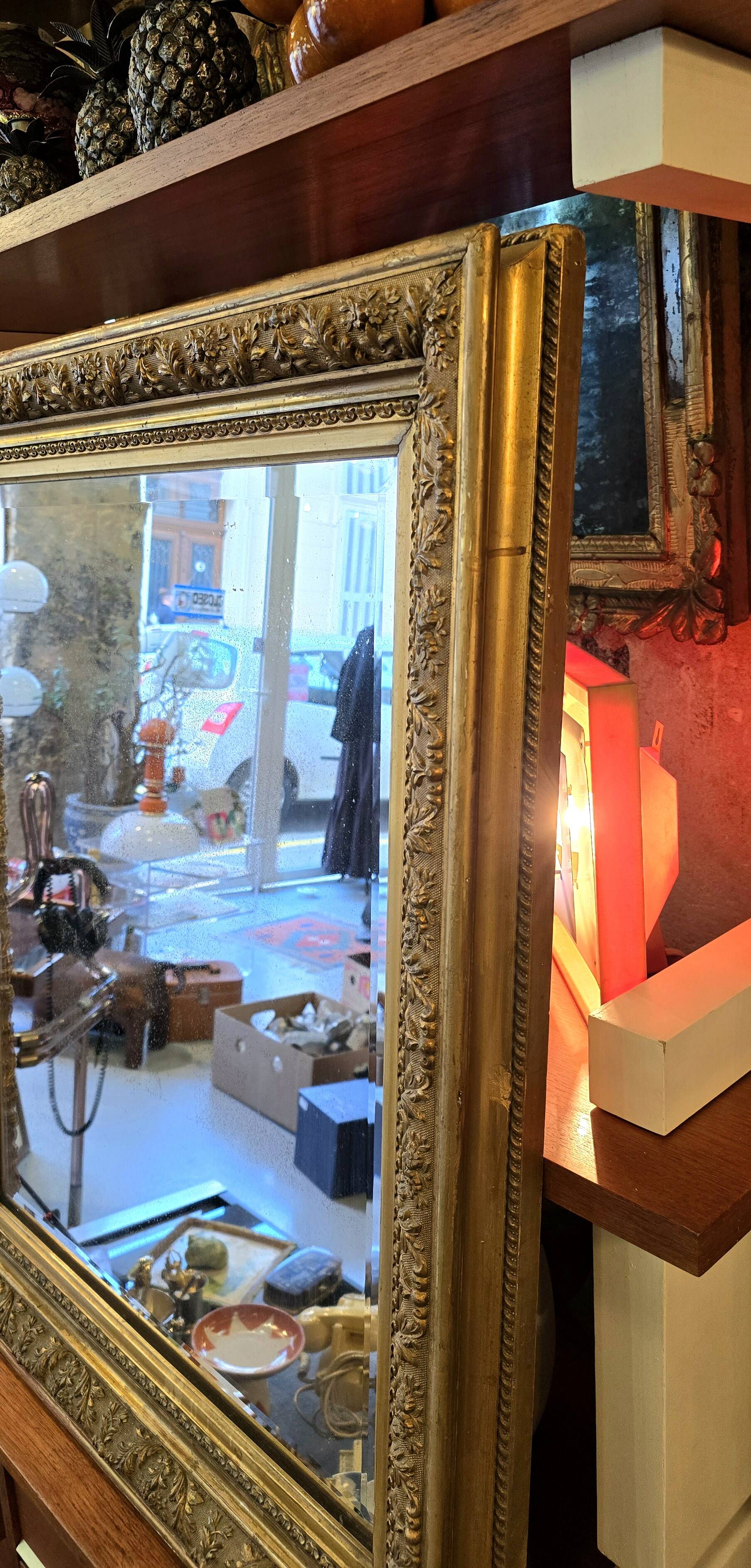 Napoleon III Mirror in Gilded Stucco Wood - 92 Cm