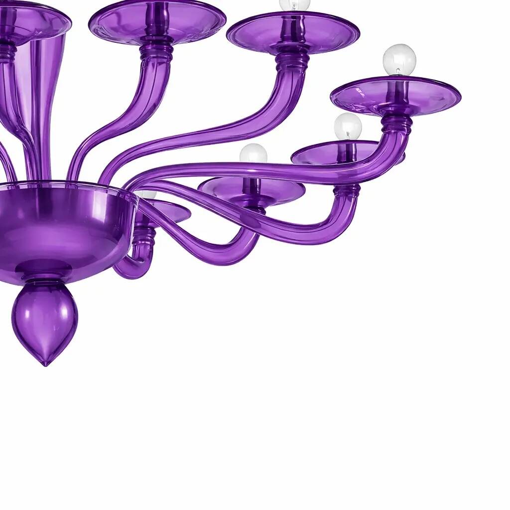 Italian Contemporary Violet Murano Style Glass Chandelier