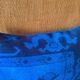 Electric Blue Vintage Turkish Rug Pillow, Hand-Stitched Wool Cushion