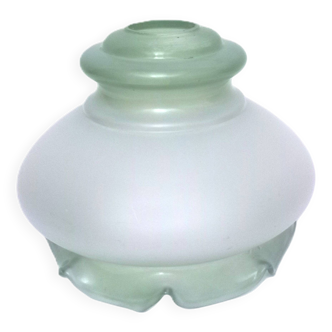 Globe en verre opaline pour luminaire suspension vert et blanc