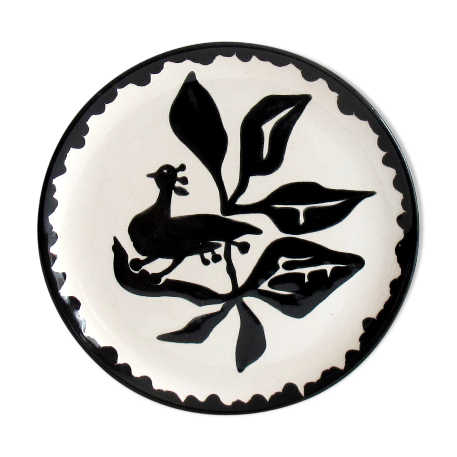 Assiette en céramique dessin de Jean Lurçat poterie Sant Vicens