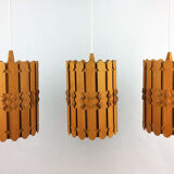 3 Scandinavian suspensions vintage pine 1960