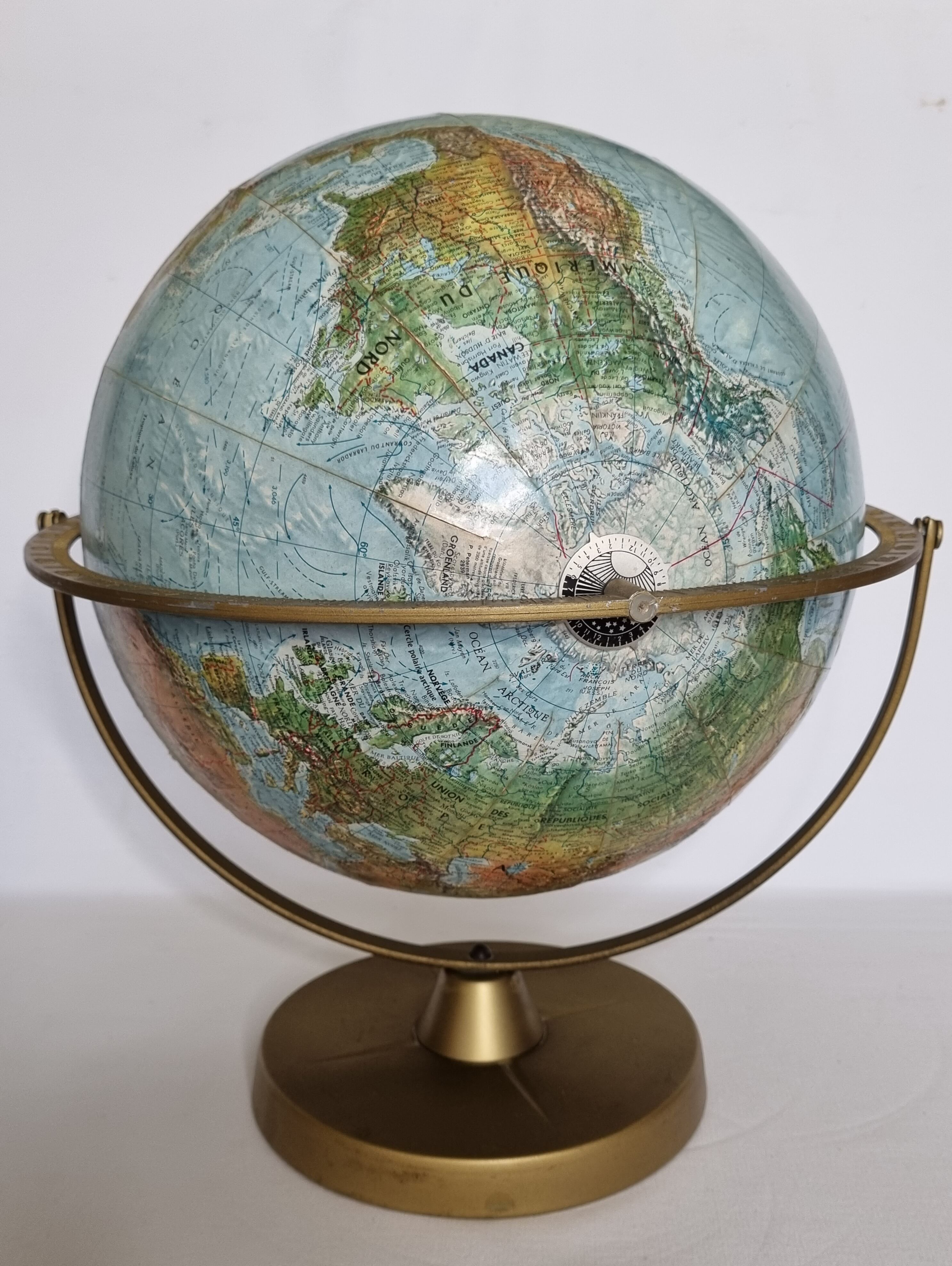 Globe in relief, Scan-Globe Denmark, gyroscope, 30 cm