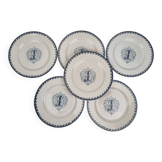 6 flat plates from Lunéville ironstone.