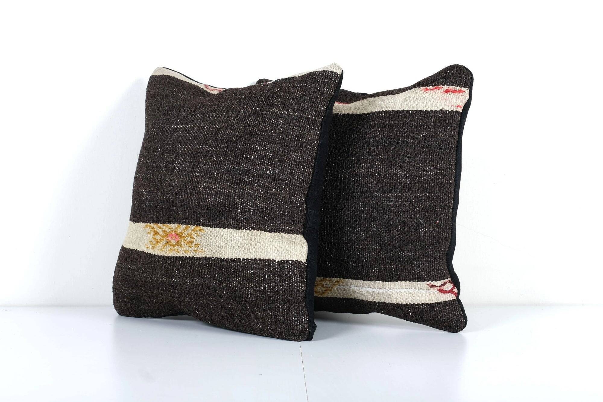 Set of 2 vintage kilim cushion covers 38x38 cm
