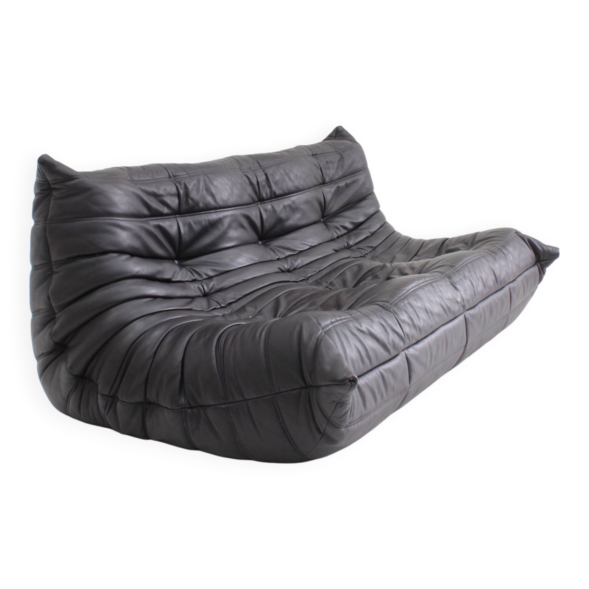 Canapé 3 places Togo Ligne Roset cuir marron par Michel Ducaroy pour Ligne Rose