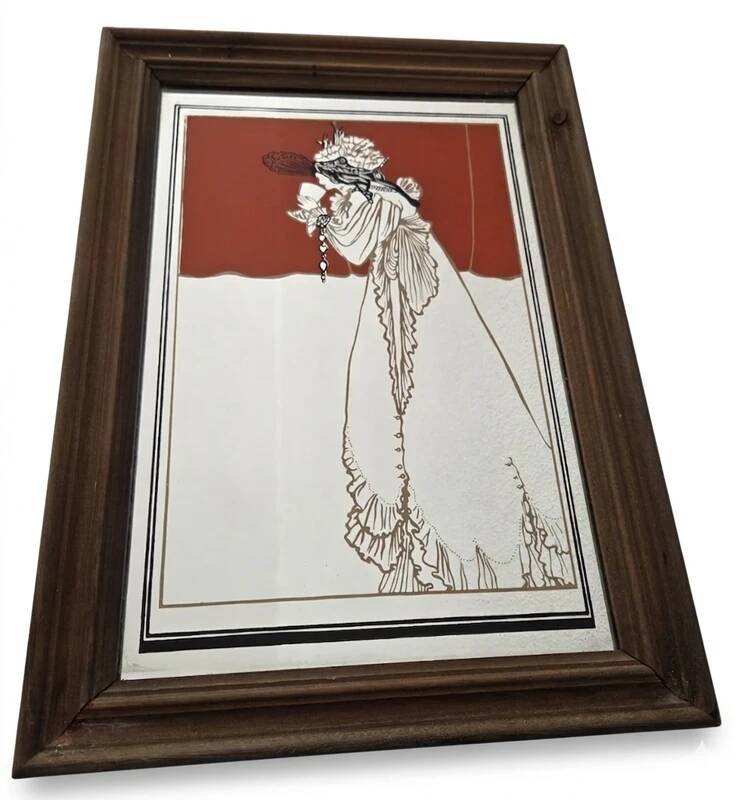 Isolde by Aubrey Beardsley beautiful art nouveau framed vintage mirror