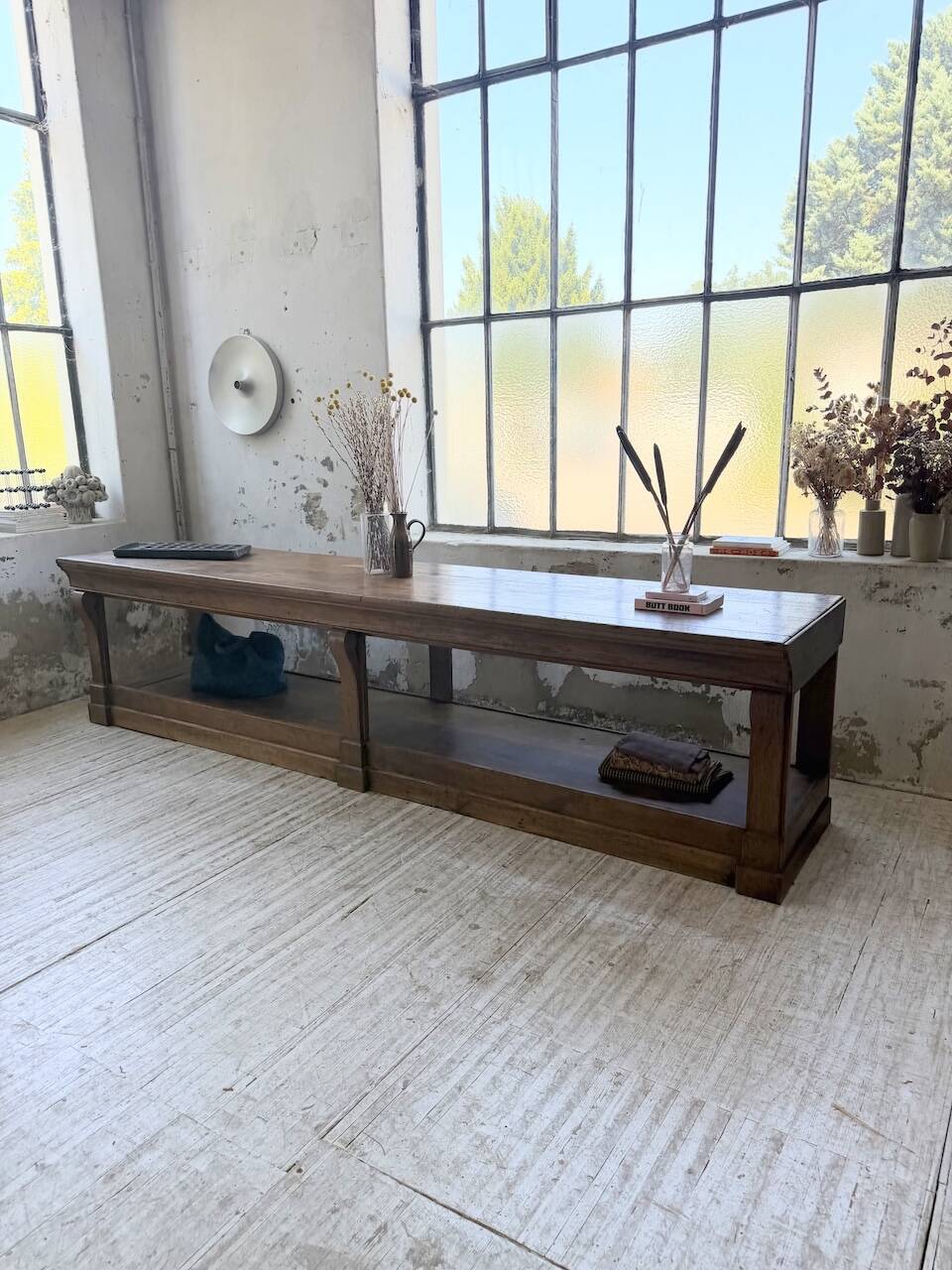 Table de gantier drapière 1900 chêne massif 330cm XL