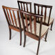 Ensemble de quatre chaises de salle à manger en palissandre et rembourré avec du tissu léger, années 1920