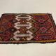Vintage turkish mini kilim 76x50 cm shabby wool kelim rug black red green