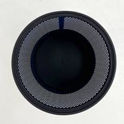Blue perforated metal bin, 1980