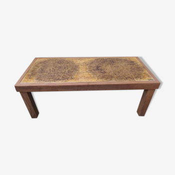 Rectangular wood and ceramic coffee table Vallauris Jean D'Asti