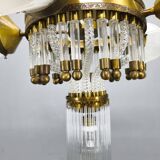 Czech Art Deco Brass and Glass Chandelier, 1950s