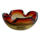 Murano style blown glass cup, multi-colored red gradient ashtray