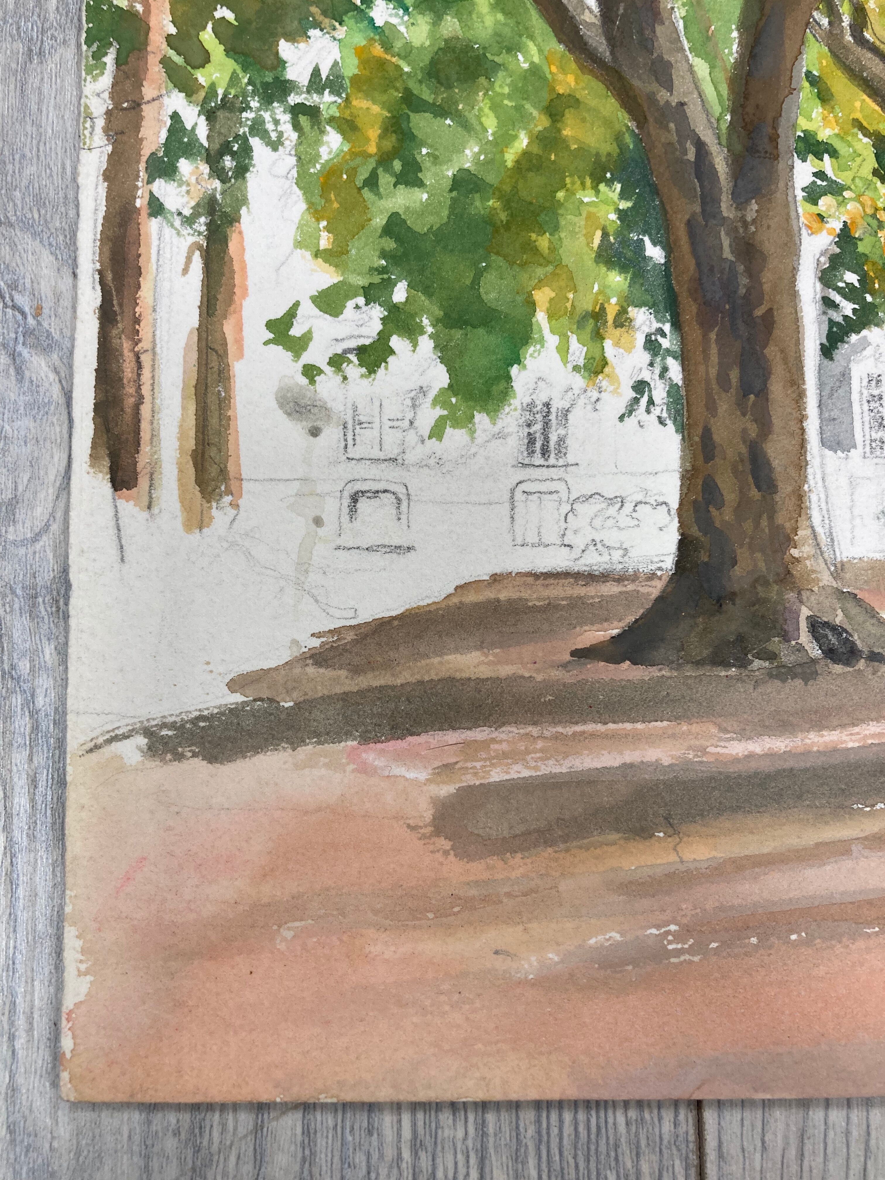Aquarelle paysage vintage