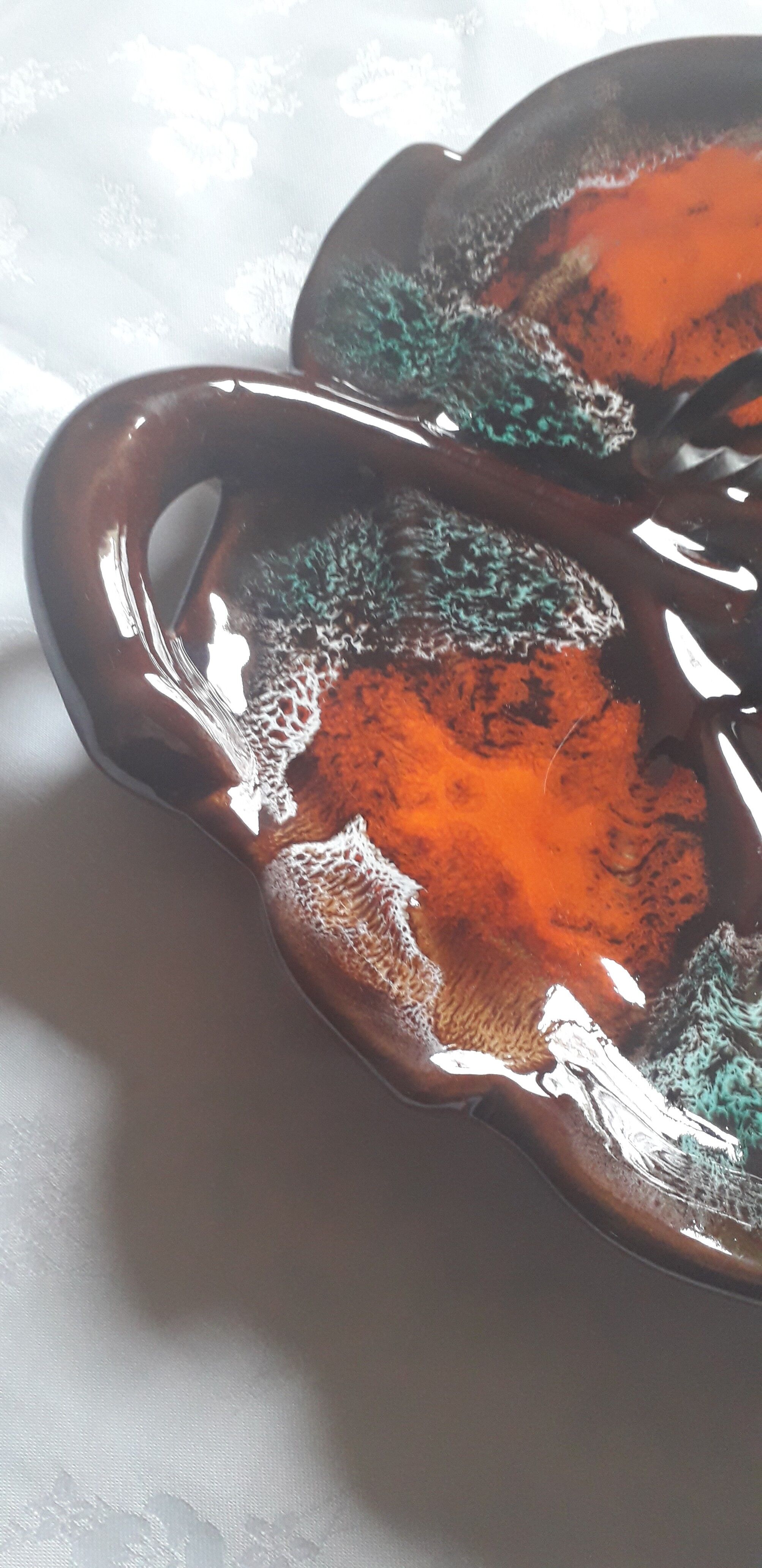 Cheese or fruit platter in Ceramic From Vallauris in the shape of a leaf