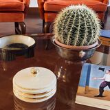 Jean Robj, Art Deco white and gold ceramic box, Robj Paris, France 1930s