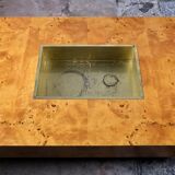 Table basse en loupe d'orme Alveo par Willy Rizzo pour Mario Sabot, 1972
