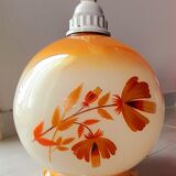 Suspension in opaline globe floral 70s