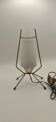 Vintage 1950 Arlus table lamp / Golden metal tripod and opaline