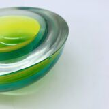 Cendrier flavio poli, murano, vert/jaune, seguso, 1970