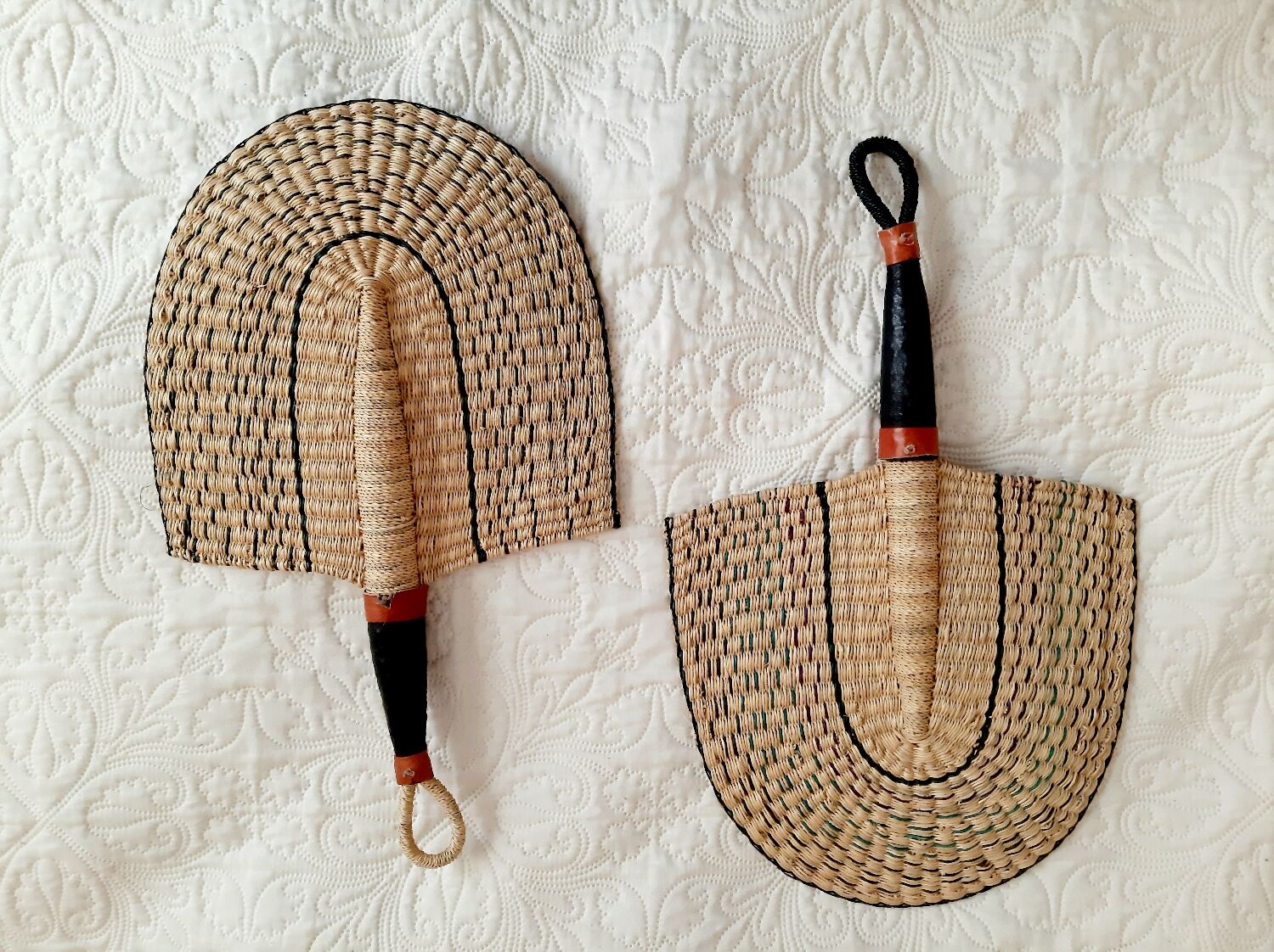 Set of 2 Bolga fans, African wall decor